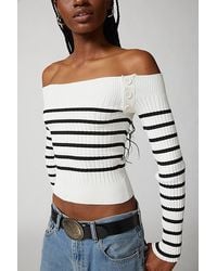 Urban Outfitters - Uo Tessa Buttoned Off-The-Shoulder Sweater - Lyst