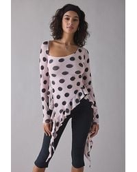 AFRM - Doris Asymmetric Ruffle Long Sleeve Mesh Top - Lyst