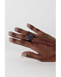 rain and rivers - Handmade Textured Stacked Glass Ring Pair - Lyst