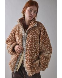 BDG - Mae Printed Piled Fleece Zip-Up Jacket - Lyst