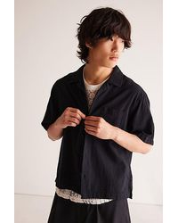 Standard Cloth - Liam Seersucker Cropped Short Sleeve Shirt Top - Lyst
