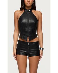 Edikted - Diana Zip Up Faux Leather Micro Shorts - Lyst