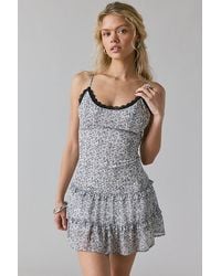 Kimchi Blue - Cleo Lace Trim Chiffon Slip Mini Dress - Lyst