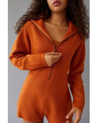 Urban Outfitters Uo Ella Louise Ribbed Sweater Romper - Orange