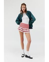 Urban Renewal - Remnants Gingham Ruffle Lace Trim Mini Skirt - Lyst
