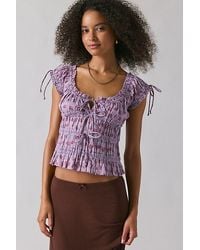 Kimchi Blue - Remi Tie-Front Cropped Blouse - Lyst