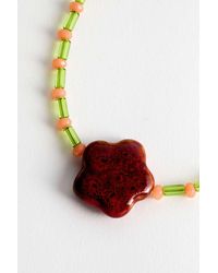 Urban Outfitters - Uo Green Beaded Flower Choker Necklace - Lyst