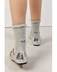 Urban Outfitters - Embroidered Pointelle Crew Sock - Lyst
