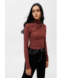 Out From Under Trina Seamed Turtle Neck Jumper - Brown