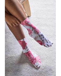 Urban Outfitters Uo Rose Printed Pop Socks - White