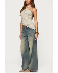 Edikted - Beaded Sequin Asymmetric Halter Top - Lyst