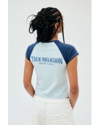 True Religion - Blue Colour-block Raglan T-shirt - Lyst