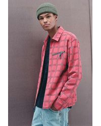 Without Walls Zip-front Plaid Over-shirt - Red