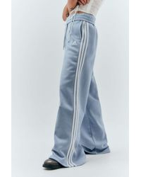 adidas - Blue 3-stripes Wide Leg Track Pants - Lyst