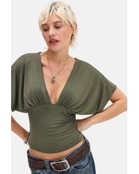 Silence + Noise - Silence + Noise Silence & Noise Irene Batwing Ruched Short Sleeve Top - Lyst