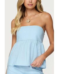 Edikted - Avalai Linen Look Strapless Babydoll Top - Lyst