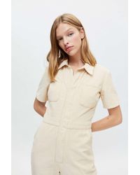 Urban Outfitters Uo Parker Corduroy Coverall Jumpsuit - Natural