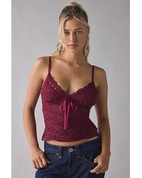 Kimchi Blue - Clover Lace + Ribbon Trim Cropped Cami - Lyst