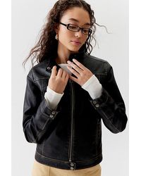 Urban Outfitters - Uo Evan Faux Leather Hooded Moto Jacket - Lyst