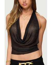 Edikted - Shiny Knit Cowl Neck Backless Top - Lyst