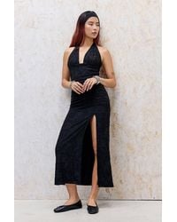 Urban Outfitters - Uo Juno Devoré Plunge Halter Maxi Dress - Lyst