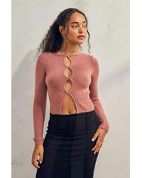 Urban Outfitters - Uo Fluffy Knit Cut-out Top - Lyst