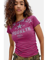 Urban Outfitters - Uo New York Slash Neck Graphic Tee - Lyst