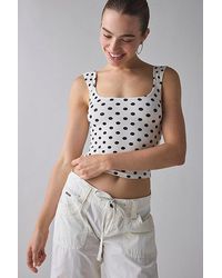 BDG - Printed Ribbed Square Neck Tank Top - Lyst