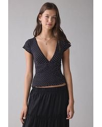 Kimchi Blue - Only You Printed Smocked Short Sleeve Top - Lyst