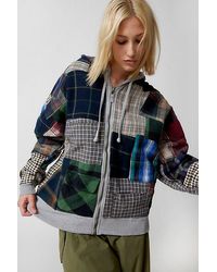 Urban Renewal - Re/Creative Remade Heavy Flannel Patchwork Zip Hoodie Sweatshirt - Lyst