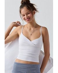 Out From Under - Bec Plunging Surplice Cropped Cami - Lyst