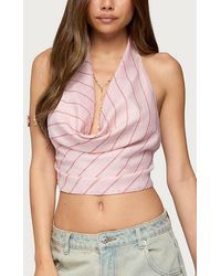 Edikted - Stripey Metallic Cowl Neck Halter Top - Lyst