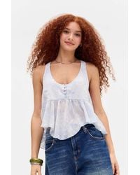Urban Outfitters - Uo Tate Babydoll Tank Top Xs At - Lyst