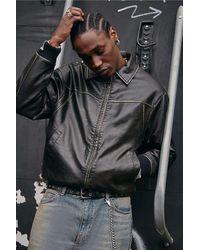 BDG - Jerry Washed Black Faux Leather Jacket - Lyst
