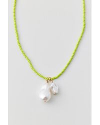 Urban Outfitters - Pearl Pendant Beaded Necklace - Lyst