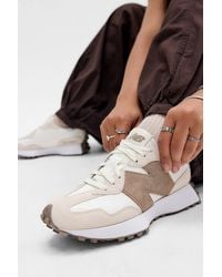 New Balance - White & Brown 327 Trainers - Lyst