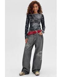 Ed Hardy - Uo Exclusive Washed Grey Dragon Jeans - Lyst