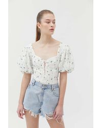 For Love & Lemons Wild Cherry Lace-up Bodysuit - Multicolor