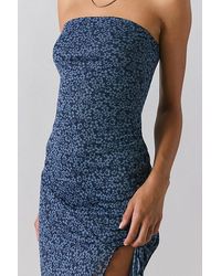 brocade midi dress Women's Bertha Fit and Flare Off-Shoulder Brocade Midi Dress XS/XS/S/M/L/XL/Customize Blue Floral MEAN BLVD L / Blue / Floral