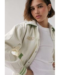 BDG Kaitlyn Denim Bomber Jacket in Blue 