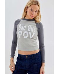 Urban Outfitters - Uo Sad Girl Pov Long Sleeve Raglan Tee - Lyst