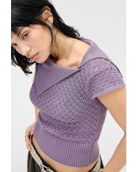 Urban Outfitters - Uo Short Sleeve Pointelle Fine Knit Top - Lyst