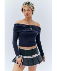 Urban Outfitters - Uo Off-the-shoulder Cupro Long Sleeve Top - Lyst