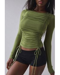 1st Position By Tinashe - Uo Exclusive Keep Up Ruched Adjustable Tie Long Sleeve Top - Lyst