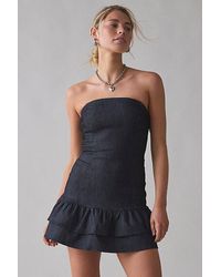 Motel - Lumins Strapless Drop Waist Mini Dress - Lyst