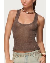 Edikted - Eleora Sequin Knit Tank Top - Lyst