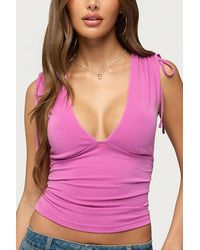 Edikted - Cady Drawstring V Neck Tank Top - Lyst