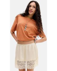 Out From Under - Satin Lace Trim Skirt - Lyst