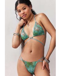 Out From Under - Teya Green Floral Triangle Bikini Top - Lyst