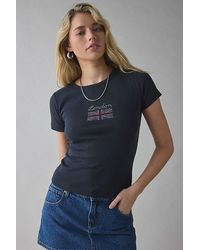Urban Outfitters - London Union Jack Flag Rhinestone Graphic Baby Tee - Lyst